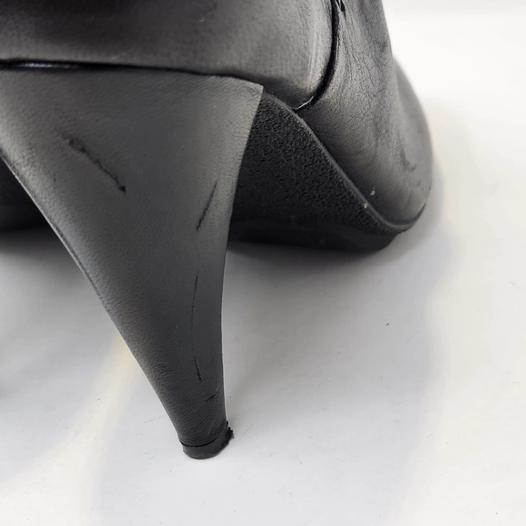 Coach Annika Heeled Ankle Booties Womens 7 B Black Leather Suede Fold Slip On - Picture 8 of 11